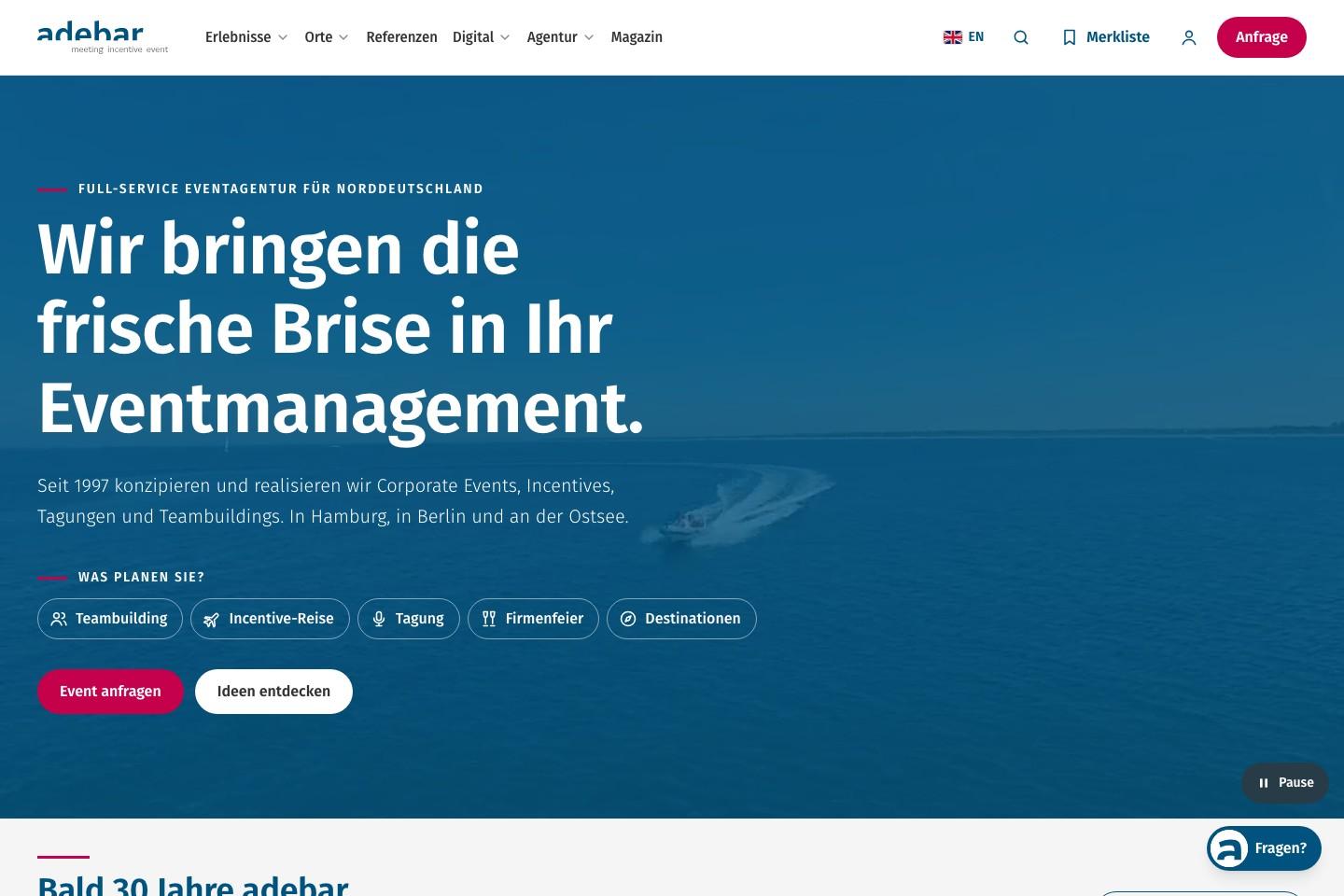 Tschüss WordPress. Moin neue adebar Website.