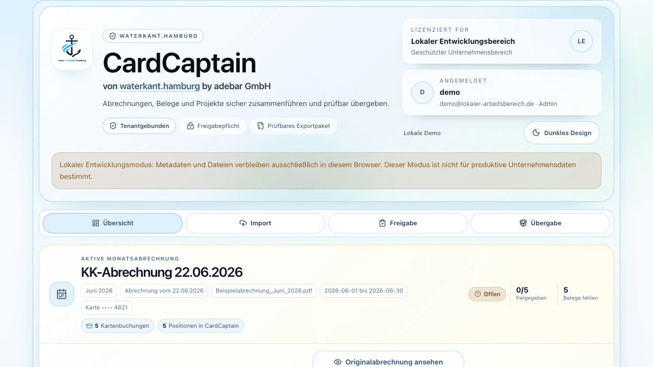 Ansicht von CardCaptain