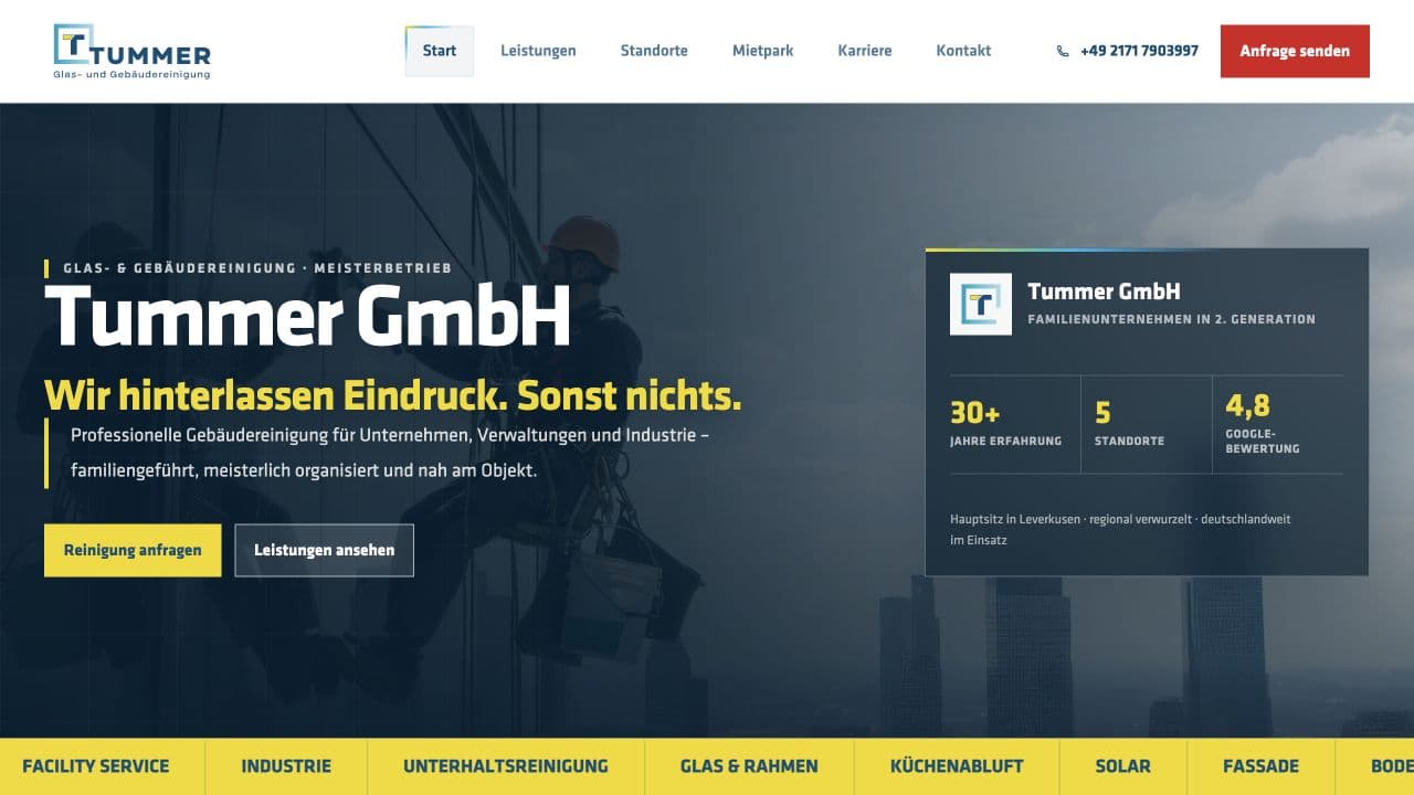 Öffentliche Startseite der Tummer GmbH